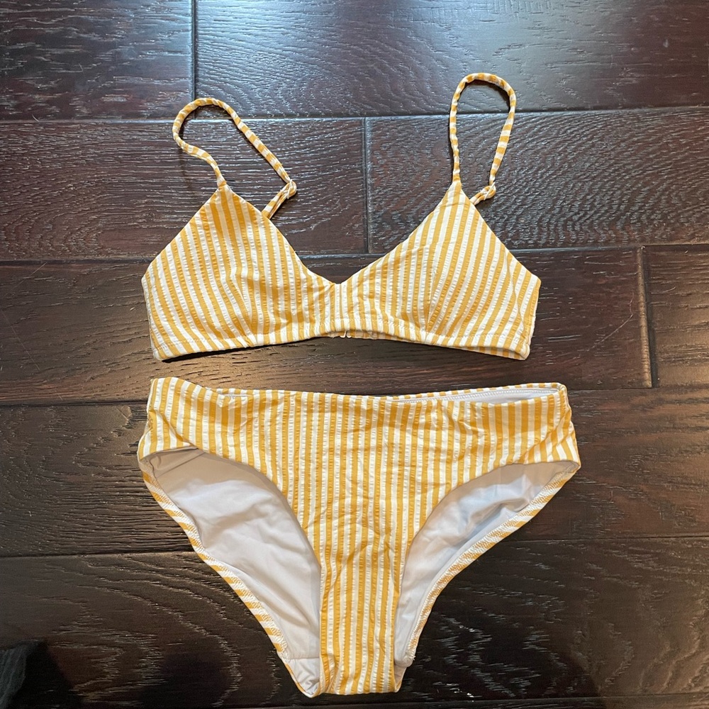 Lululemon Yellow and White Striped Bikini